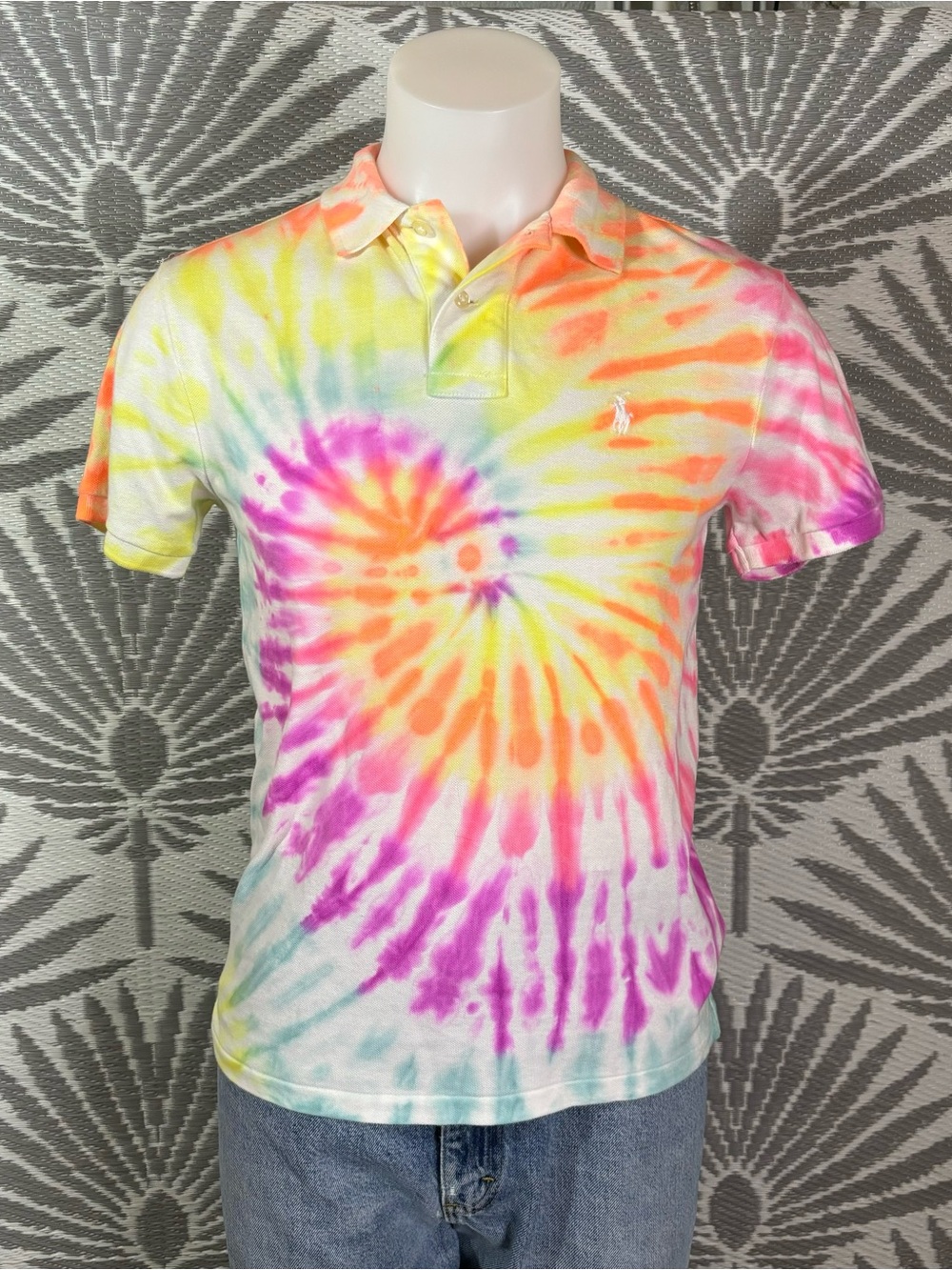 Ralph Lauren Tie-Dye Polo Shirt - Yellow, Orange, Pink, Purple, Aqua